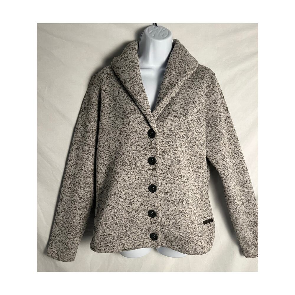 Merrell Fleece-Lined Sweater Jacket Women’s Large Button Front Gray